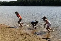 beach kite flying photo